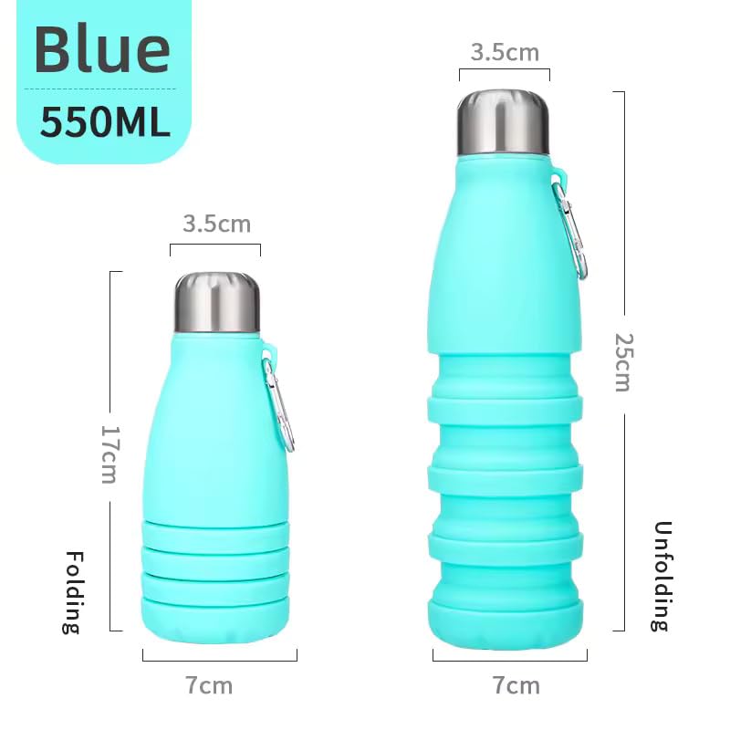 Image of ZENOVIA Collapsible Silicone Water Bottle with Clip | Foldable Leakproof BPA-Free Travel Water Bottle | Portable Reusable Bottle for Gym, Hiking, Camping, Office & Kids (Green, Pack of 1)