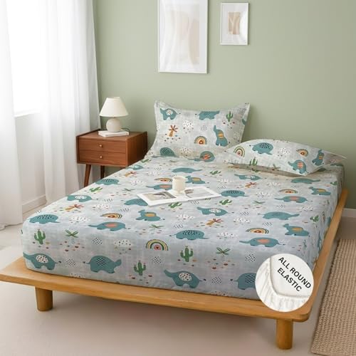 Image of Weave & Decor Printed Kids Bedsheets for King Size Bed 72x78x8 Inches, with 2 Pillow Covers 20x30 Inches for Longer Double Mattresses