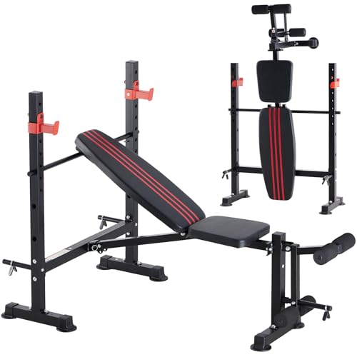 OLIXIS Adjustable Weight Bench Set with Rack, 650 LBS Capacity