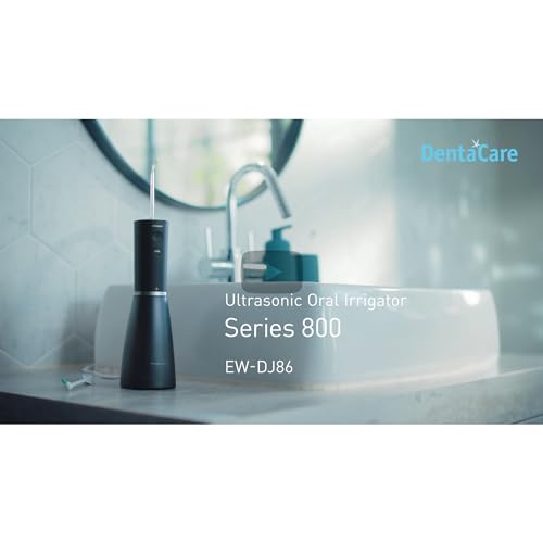 Panasonic Series 800 Ultrasonic Oral Irrigator EW-DJ86-K511, Water Flosser for Teeth, 200ml, 1 Ultrasonic & 1 Orthodontic Nozzle, 5 Pressure Settings, Travel Accessory, USB-C charging, Black