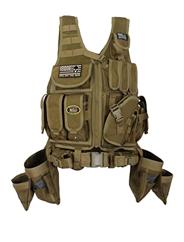 Spec Ops Tool Gear SF-18 DELTA Tactical Vest Tool Belt with Medium Pouches, Weight Dispersal Work Vest - The Medic (Coyote Tan)