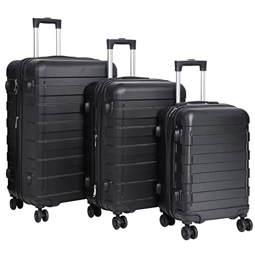 F2C Hardside Expandable Luggage Sets 3 Piece 22 inch 26 inch 30 inch Hardshell Suitcases with Height Adjustable TSA Lock Spinner Wheels Lightweight Sturdy