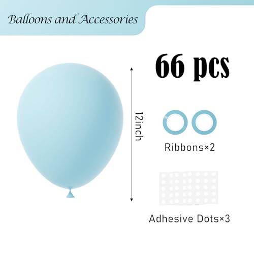 Image of Voircoloria Pale Aqua Balloons, 66pack 12inch Aqua Blue Latex Party Balloons for Wedding, Birthday, Graduation, Bridal Shower, Baby Shower, Gender Reveal, Anniversary, Bachelorette Party Decorations