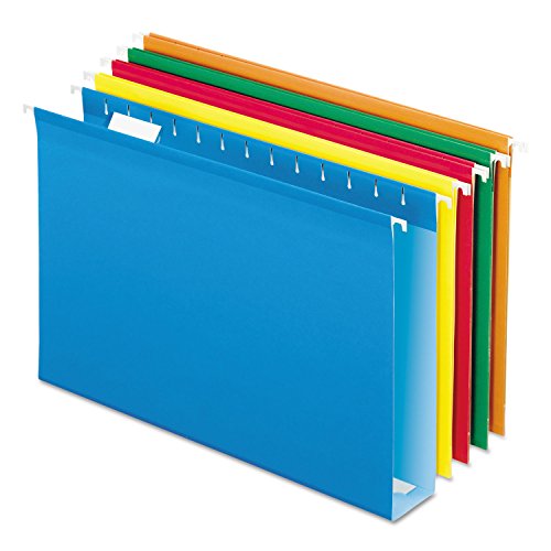 Pendaflex Extra Capacity Reinforced Hanging Folders, 2", Legal Size, Assorted Colors, 1/5 Cut, 25/BX (04153x2 ASST) by Pendaflex - Used condition - US$14.13
