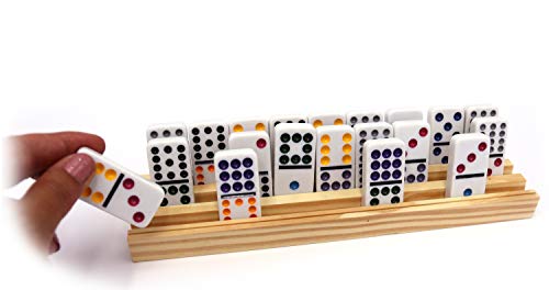 Engelhart - x4 juego de dominó de madera y porta cartas miniatura 5