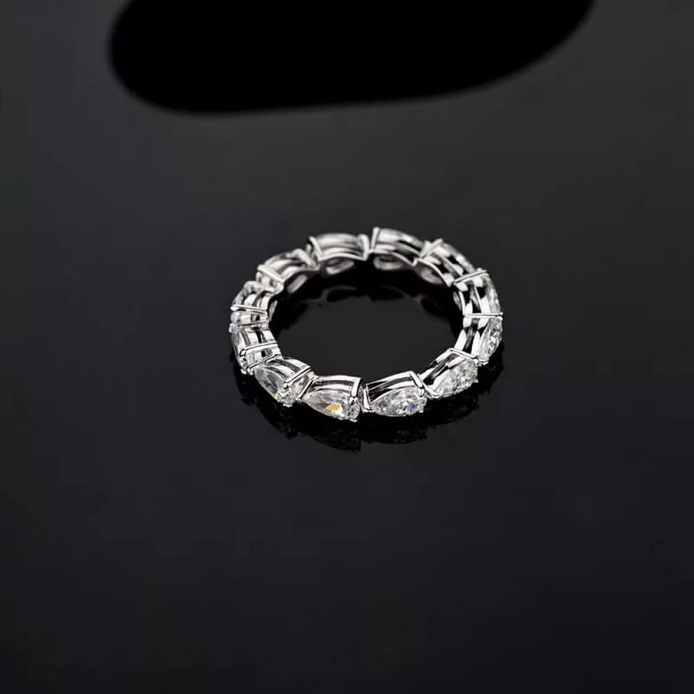 Anelli con Diamanti in Carbonio con Goccia d'Acqua in Argento Sterling 925 a 1 da 3 * 5 mm per Matrimoni Scintillanti da Donna