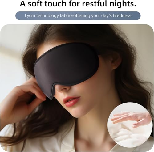 100% Blackout Sleep Mask for Women Men, Zero Eye Pressure Eye Mask, Sleeping Mask for Side Sleepers, Lycra Fabric 3D Contoured Cup Blindfold with Adjustable Strap for Home/Work, 3D Black - Image 5