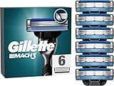 Gillette Mach3 Lames de rasoir standard pour homme, lames de rechange de 6 Gillette avec bande lubrifiante pour un glissement en douceur et nouveau revêtement de lame