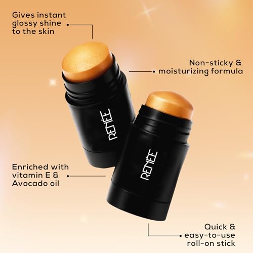 Image of RENEE Hot Shot Face & Body Glowstick 30gm, Moisturizing, Weightless, Shimmery Finish Illuminating Stick | Infused With Rosehip & Avocado Oil, Boosts Skin Radiance Instantly