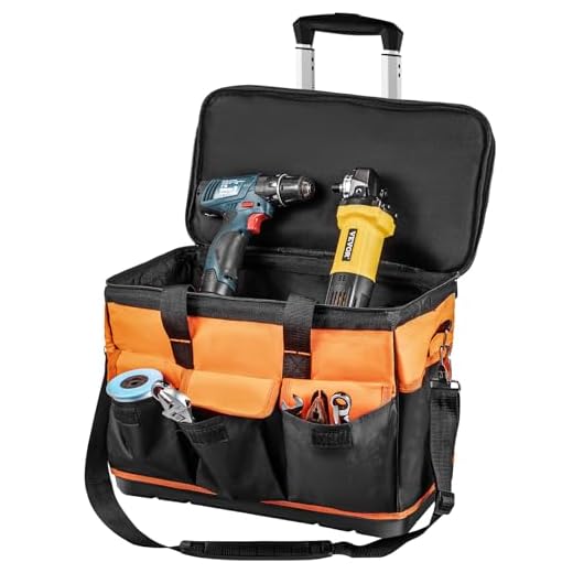 VEVOR Rolling Tool Bag, 20" 17 Pockets Tool Bag with Wheels, Tool Box with Telescoping Handle, 198lb Load Capacity for Garden Electrician Tool Organization