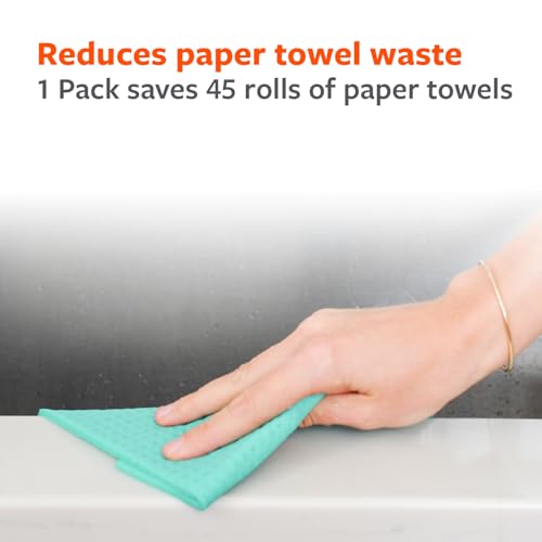 Image of Full Circle Squeeze Swedish Dish Cloths - 6 Pack Reusable Cellulose Sponge Cloths, Super Absorbent Microfiber Cleaning Towels, Paper Towel Alternative, Color-Coded, Eco-Friendly, & Dishwasher Safe
