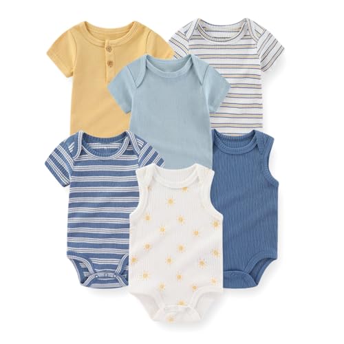 Image of JELYLOVE Fashion Baby Boy Girl Bodysuits 6-Pack Casual Cotton Soft Infants Outfit New born Clothes
