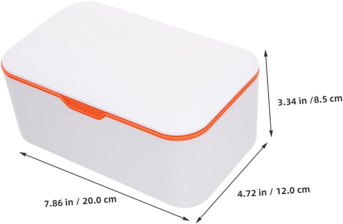 MERRYHAPY Refillable Wipes Dispenser Box with Lid for Diaper Wipes, Portable Tissue Storage Holder, Sealed Moisture-Proof Container for Outdoor and Bathroom Use, 2pcs White and Orange