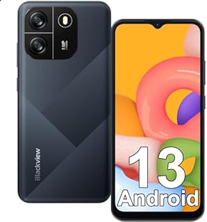 Blackview Mobile Phone, WAVE 6C, Android 13 Phone Unlocked, 4GB+32GB/1TB, 5100mAh, 10W Fast Charge,6.517 HD+ Display, Octa-core 2.0GHz, 4G Dual Sim Free Unlocked, Face Unlocked, OTG, GPS - Black