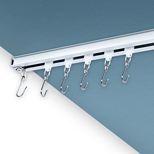 Merjulan Aluminium Alloy Ceiling Track For Curtains, Room Divider, Ceiling Curtain Track, Room Divider Curtain Rod, Numerous Hooks With End Hook, Easy Install, For Spaces (3Ft - 6Ft, Silver) #TOP1