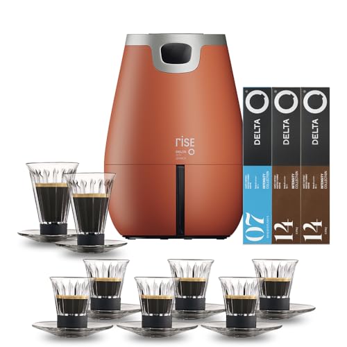 Delta Q - Cafetera De Cápsulas Rise - Terracota - 19 Bares De Presión - Sistema De Extracción Inversa - 2 Tazas Grandes Y 4 Pequeñas Compatibles - 20 Cápsulas Intensidad 14 Y 10 Cápsulas Descafeinado Delta Q - Cafetera De Cápsulas Rise - Terracota - 19 Bares De Presión - Sistema De Extracción Inversa - 2 Tazas Grandes Y 4 Pequeñas Compatibles - 20 Cápsulas Intensidad 14 Y 10 Cápsulas Descafeinado