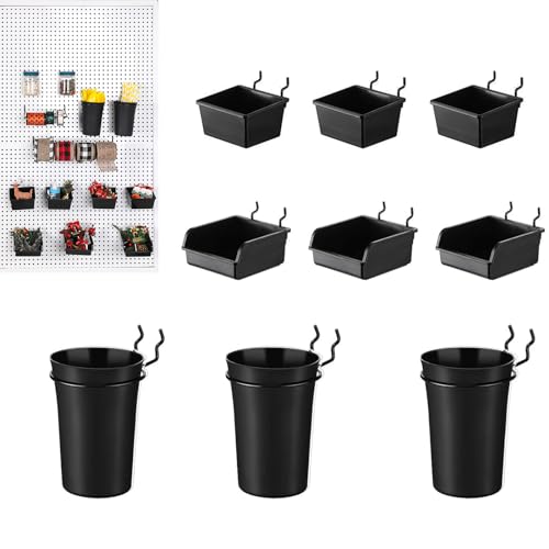 Kruodop 9 Pack Pegboard Organizer Accessories Kit with Hooks & Loops for Garage, Workshop, Workbench, Hobby, Office