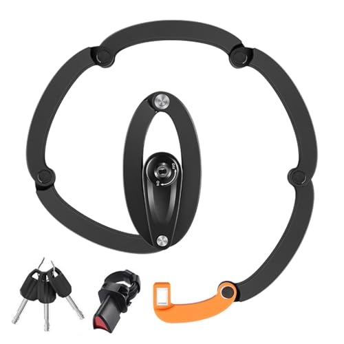 Folding Locks - 85cm Unfolded (12x6x4.5cm Weight) Alloy Steel | Heavy Duty Portable Chain, Waterproof Safety Device with 3 Keys and Bracket, High Stre