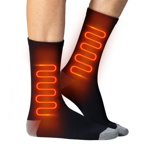 YAOPIU Calcetines Eléctricos para Hombre,3 Niveles De Calor Calcetines Calefactados USB para Hombre 2200mAh - Calentadores Pies Antideslizantes Ropa Abrigo - Esquí Ciclismo Trabajo Exteriores Caza