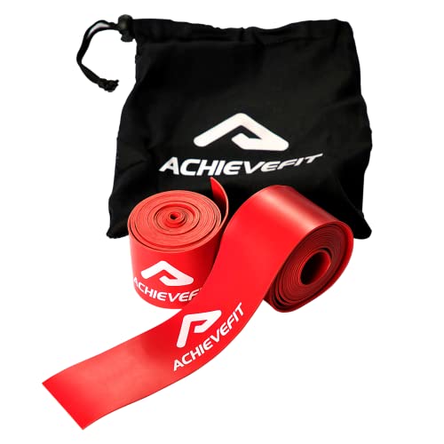 ACHIEVE FIT Muscle Compression Floss Bands - Therapy Rehab Band for Increasing Mobility - Recovery Fitness Bands for Tack and Flossing - Includes Nylon Travel Pouch Bag (2X Red 7' x 2inch X 1.5 MM)