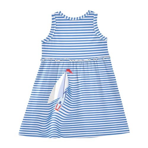 Blue Hydrangea Flowers Floral Girls Casual Dress Cotton Summer Clothes for Kids 2T-8Y2