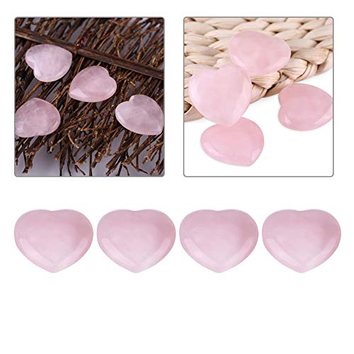 4 Stuks Rozenkwarts Gesneden Hartvormige Kristal Healing Stone Halfedelsteen Edelsteen Decor Craft Pink - Afbeelding 7