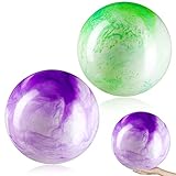 2 Pieces 18 Inch Marbleized Bouncy Balls Colorful Inflatable Balls Big Cloud Bouncing Balls PVC Bouncy Play Balls for Adults Pet Party Supplies Beach Playground School Water Fun (Purple, Green)