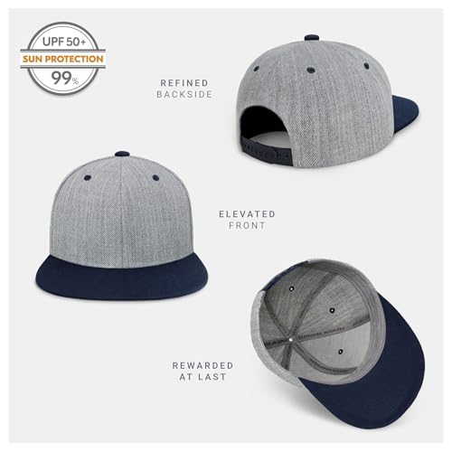 Image of CHOK.LIDS Classic Snapback Flat Bill Hat Blank Adjustable Baseball Cap | Structured high crown, flat visor, blank front for customization, adjustable snap closure, trendy everyday style