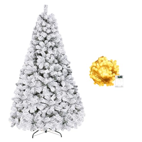 RAIN QUEEN クリスマスツリー 210cm 雪化粧 電飾付き リアル ヌードツリー christmas tree 210 おしゃれ 高級 高濃密度 1100本の枝 クリスマスツリー 白 ライト付き モミの木 組立簡単 店舗装飾 クリスマス プレゼント