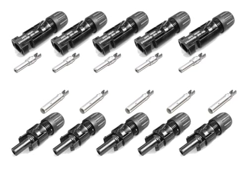 Stäubli MC4 Solar Steckverbinder vom Typ II Serie PV-KST4/6II-UR und PV-KBT4/6II-UR für 4-6 mm2 Solarkabel mit einem Außendurchmesser von 7 0 bis 8 8 mm (5 Paar)