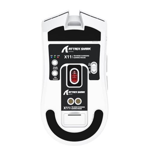 Image of Attack Shark X11 Wireless Gaming Mouse with Grip Tape, PAW3311 Sensor, 22000 DPI, Tri-Mode Connectivity, RGB Lighting, and Magnetic Fast Charging Dock (Red with Grip Tape)
