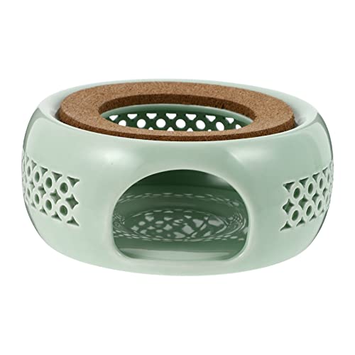 OUNONA 1Pc Light Green Ceramic Tea Warmer Retro Teapot Heater for Efficient Heat Preservation Household Tea Heating Tool Elegant Desktop Decoration