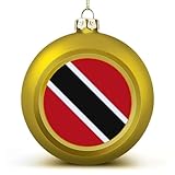 Trinidad and Tobago Flag Christmas Balls Pendant Golden-Style Christmas Balls Ornament for Christmas Tree Holiday Party Home Office Wedding Decorate Fireplace 1PCS