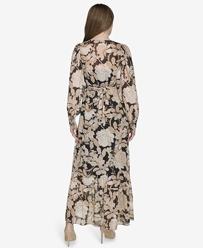 Robe maxi Tommy Hilfiger noir et sable en taille 34 au design raffiné de luxe - 4