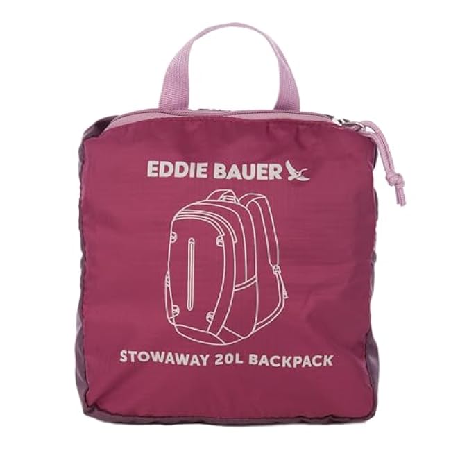 Eddie Bauer Stowaway Packable Backpack | Travel | Outdoor | Lightweight | Foldable | Durable | Ripstop Polyester | 20L - Port Red