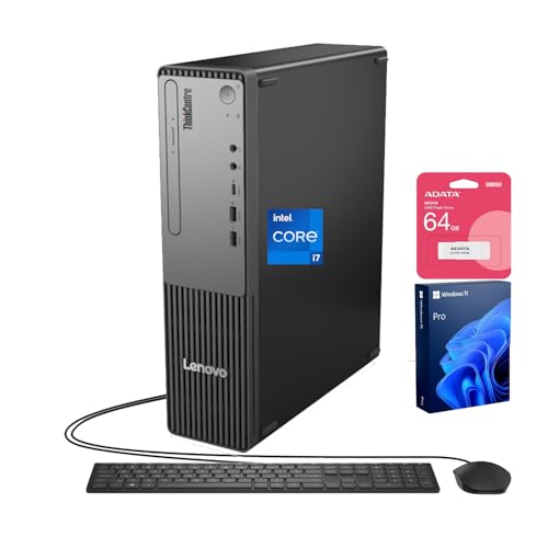 Image of Lenovo ThinkCentre Small Form Factor Business Desktop, 13th Gen Intel Core i7-13620H, 16GB DDR5, 1TB SSD, HDMI, VGA, Wi-Fi, Wired KB & Mouse, Windows 11 Pro, Bundle with Adata 64GB USB Flash Drive