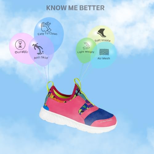 Image of KazarMax Hopits Kids Girls Pink Blue Grafitti Ultra Runner Sneakers -8 Kids UK