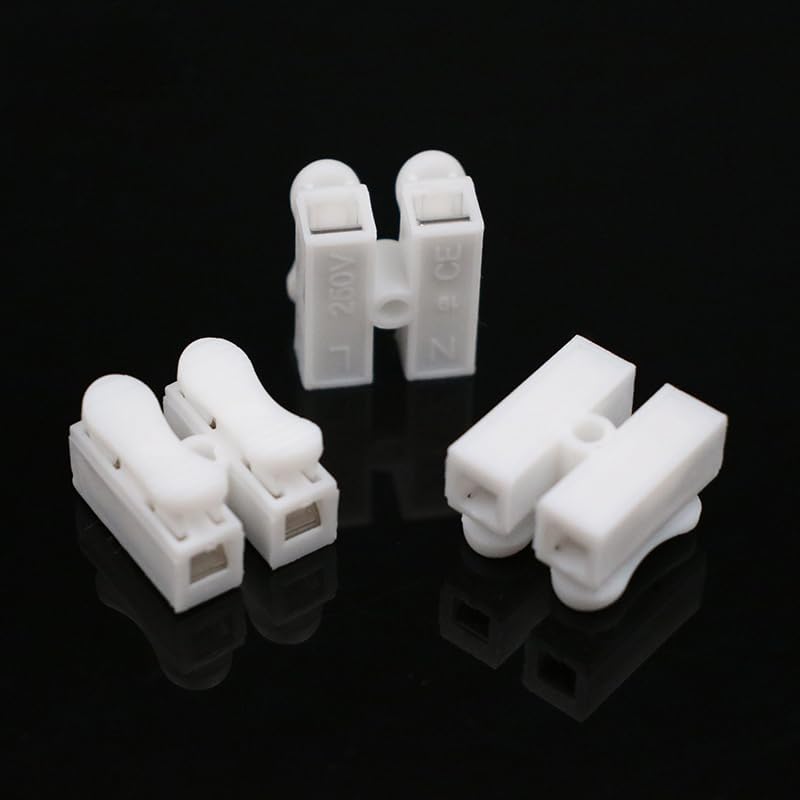 100pcs CH-2 2p G7 Spring Wire Quick Connector Splice with No Welding No Screws Cable Clamp Terminal 2 Way Easy Fit Led Strip