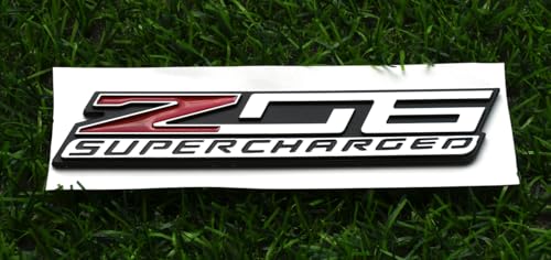 Image of 2Pcs New Z06 Blown Supercharged Engine Emblems 3D Badges Nameplate Compatible with Chevy Corvette (Chrome Red)