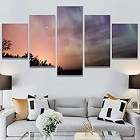 SIGNWIN 5 Panel Canvas Wall Art Astronomy & Space Contemporary Cosmic Dramatic Green Group Photography Realism Ultra for Home Decorations Ready to Hang - 60