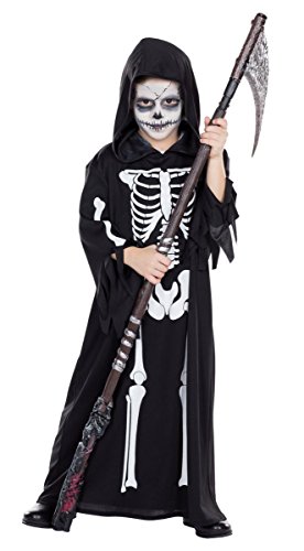 Rubie’s 12247-128 Skeleton Robe Skeleton Robe Black for Children, Multi ...