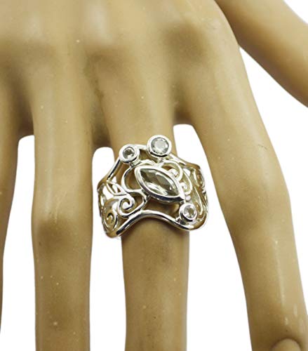 Bague améthyste verte en argent véritable de haute joaillerie - 2