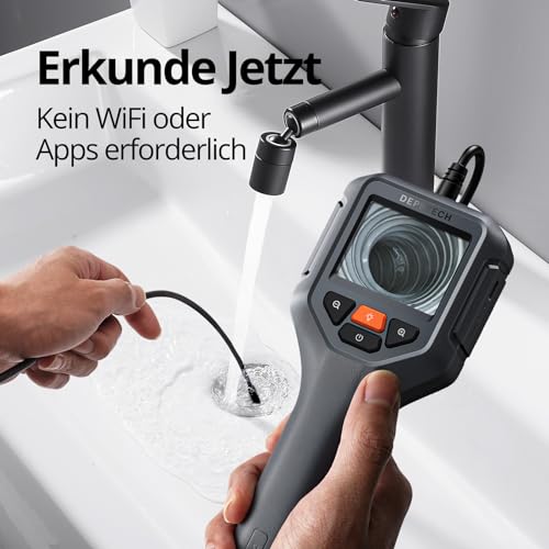 DEPSTECH Endoskopkamera mit Licht, 1080P HD Inspektionskamera Livebild mit 2X Zoom 2.4 Zoll IPS...