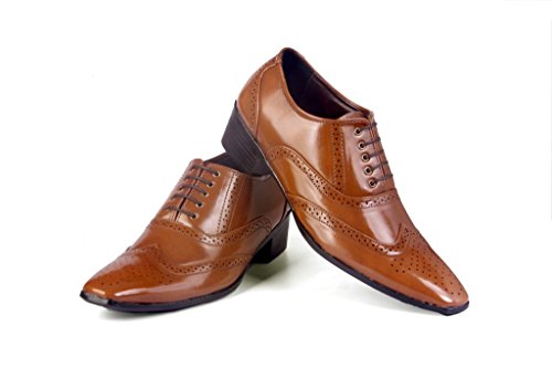 Image of BXXY TAN Height Increasing British Full Brogue Shoes for Men