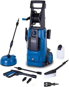 Scheppach Hochdruckreiniger HCE2600x inkl. Zubehör, Reinigungstank & integrierter Schlauchtrommel | 180bar Druck | 2400W Leistung | 5m Hochdruckschlauch | Fördermenge 480 l/h | mobiler Flächenreiniger