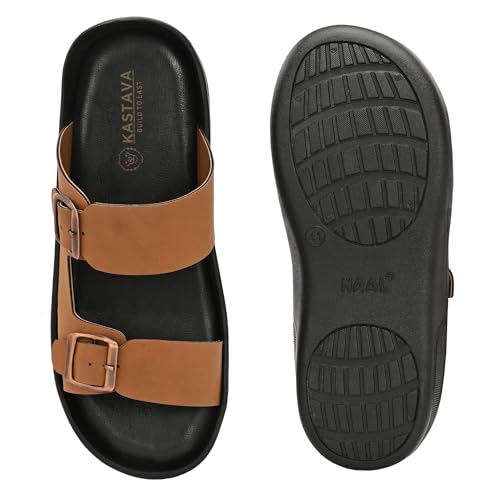 Image of KASTAVA KS 117 Comfortable Premium Synthetic Casual Sandals | Adjustable Buckle Closure | Lightweight Everyday Wear Sandals for Men