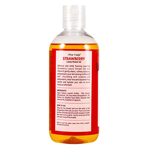 Image of Aloe Veda Luxury Strawberry Body Shower Gel with Vitamin E for Women & Men- 300 ml