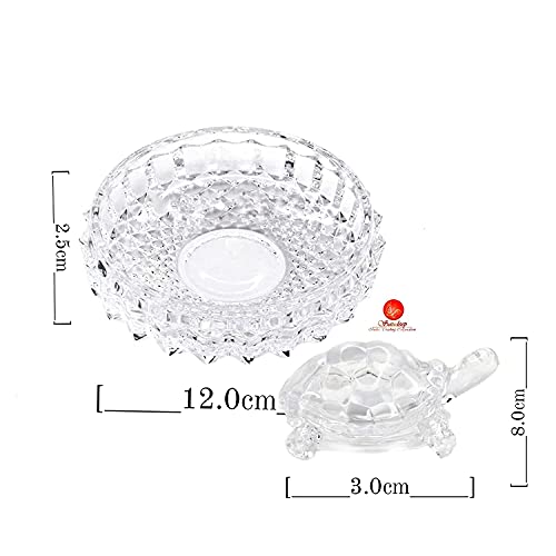 Image of SAUDEEP INDIA Vastu Feng Shui Crystal Turtle Tortoise with Plate for Nuclear Family(3 Family Member)