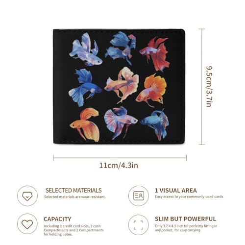 Watercolor Betta Fish Slim Bifold Wallets Coin Pouch Cute Travel Change Card Holder Wallet for Men Women3
