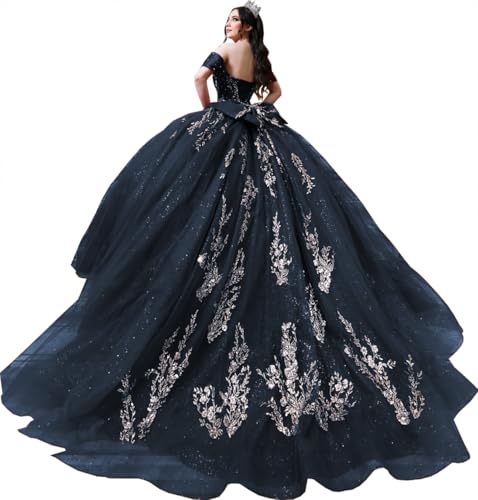 Silver Appliques Quinceanera Dresses Puffy Glitter Sweet 16 Dresses Gorgeous Beaded Ball Gown SE033